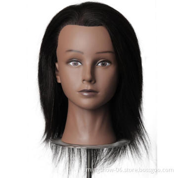 100% real hair black mannequin head with human hair on sale